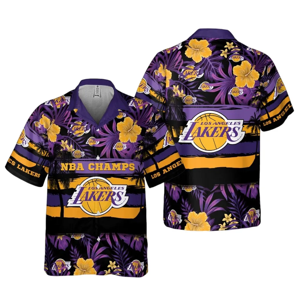 Los Angeles Lakers Floral Champs Hawaiian Shirt – TeeAloha