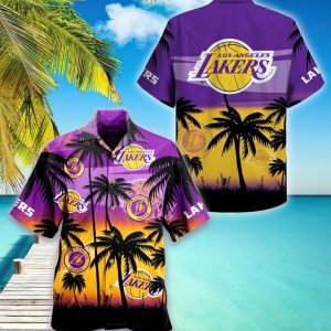 Los Angeles Lakers Sunset Palms Hawaiian Shirt – TeeAloha