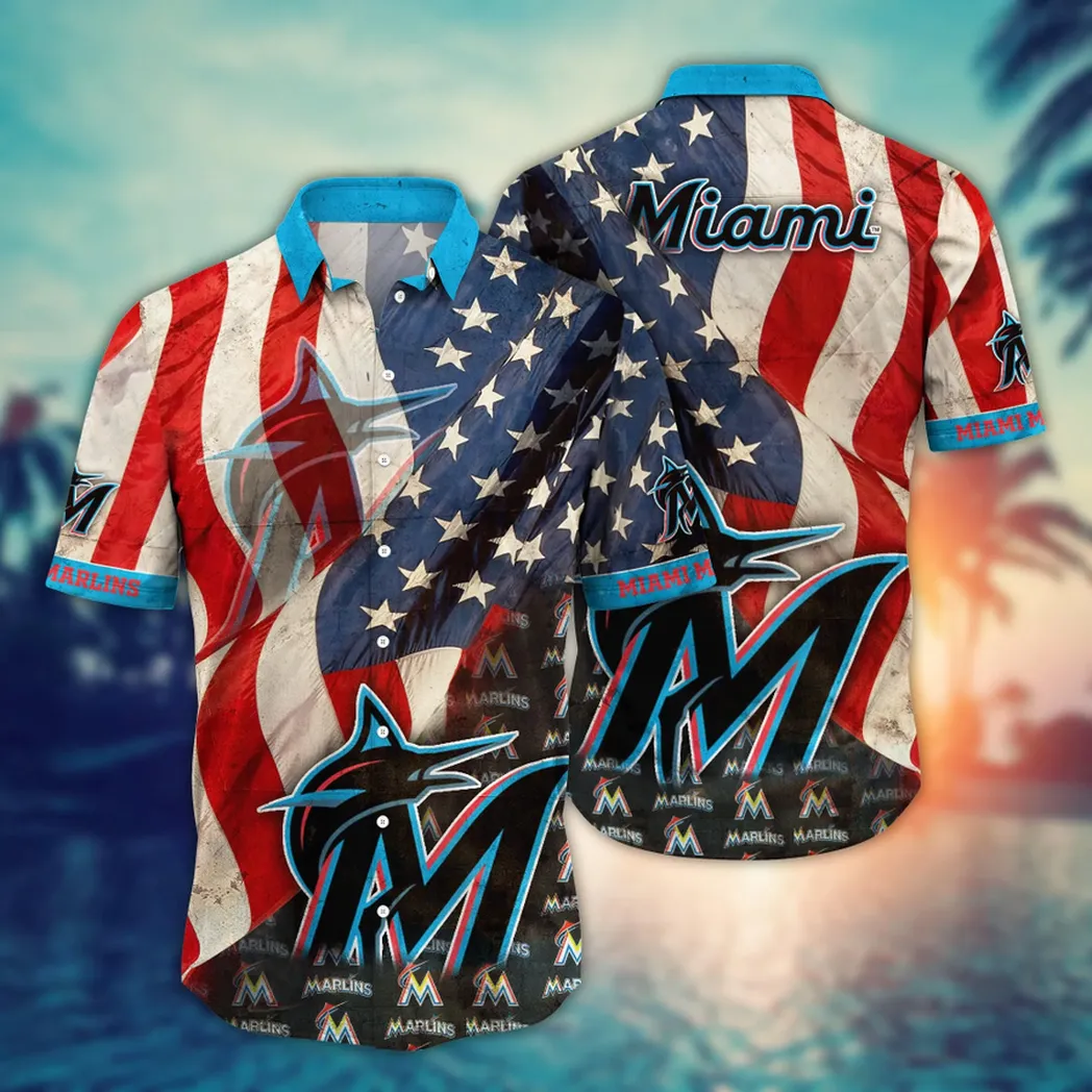 Miami Marlins American Pride Hawaiian Shirt – TeeAloha