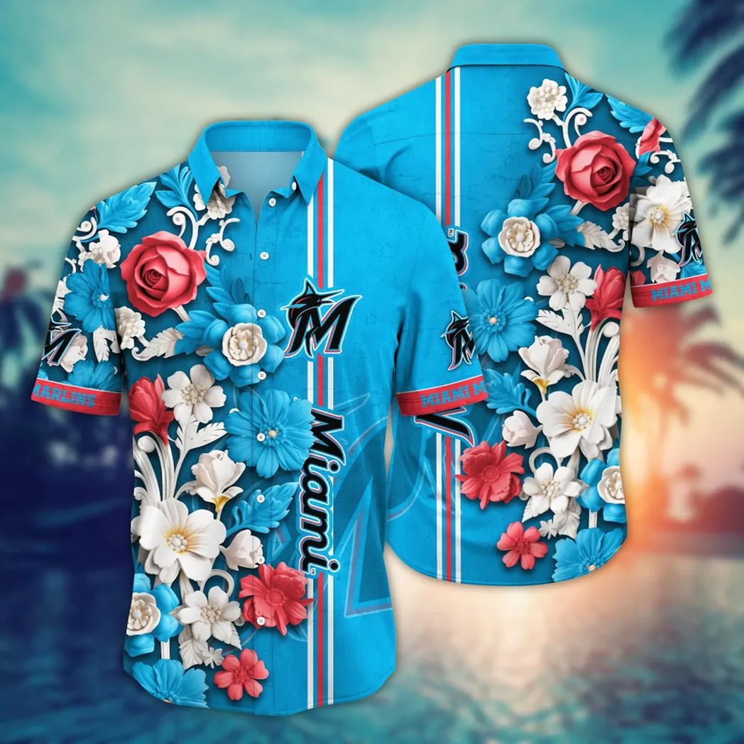 Miami Marlins Elegant Blossom Hawaiian Shirt – TeeAloha