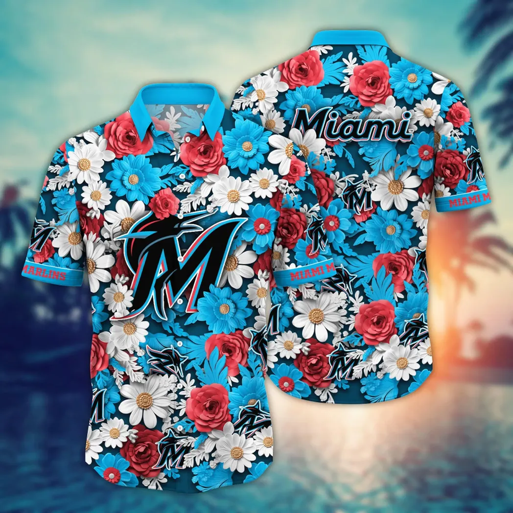 Miami Marlins Floral Paradise Hawaiian Shirt – TeeAloha