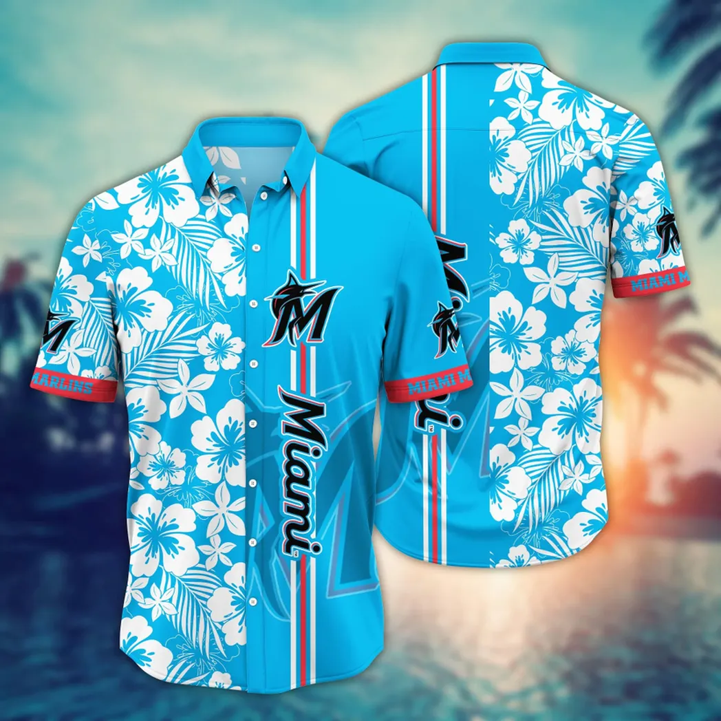 Miami Marlins Hibiscus Wave Hawaiian Shirt – TeeAloha
