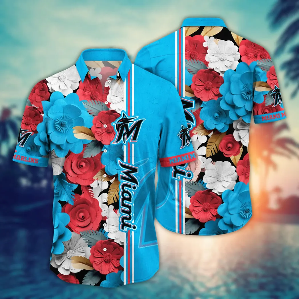 Miami Marlins Vintage Bloom Hawaiian Shirt – TeeAloha