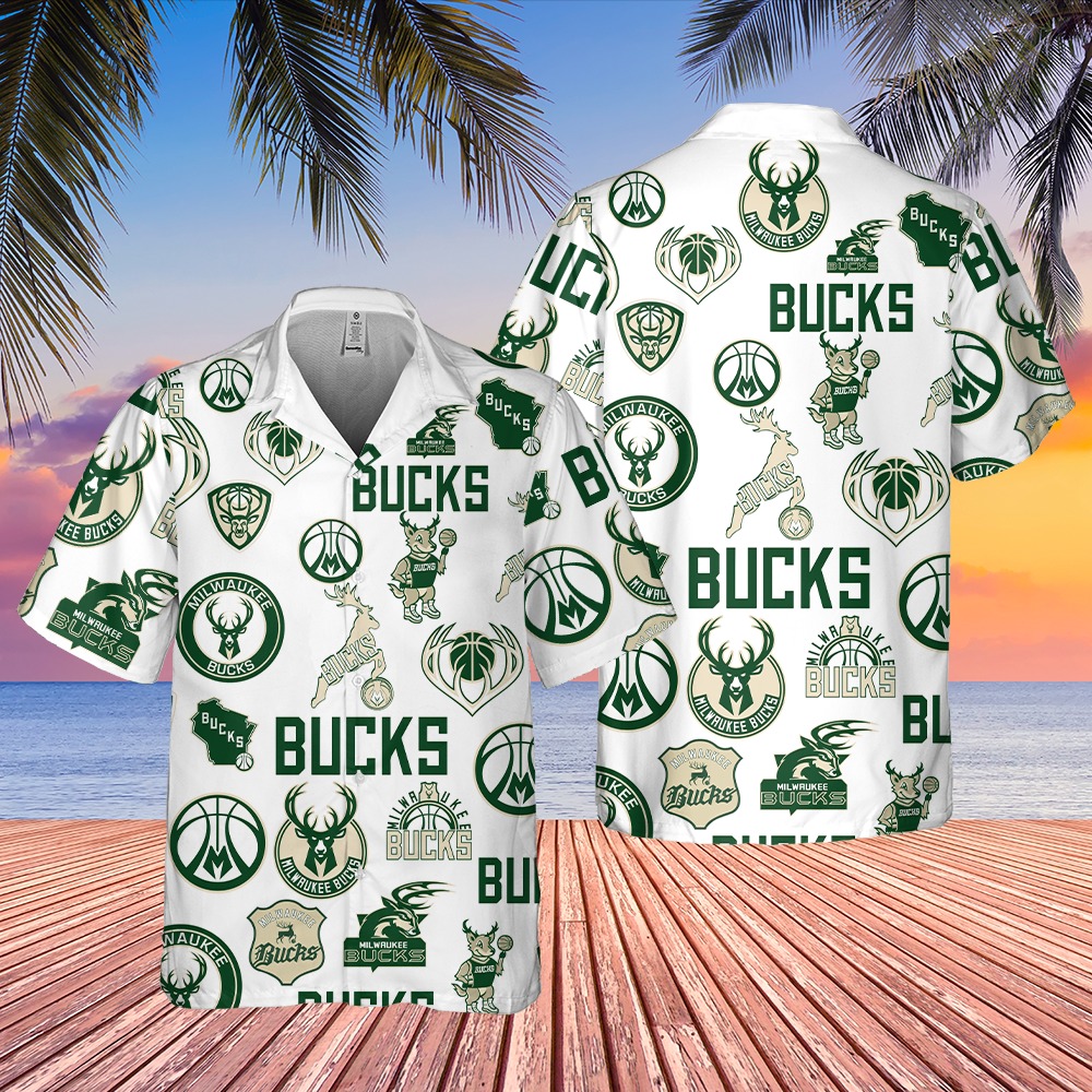 Milwaukee Bucks All-Over Logo Hawaiian Shirt – TeeAloha