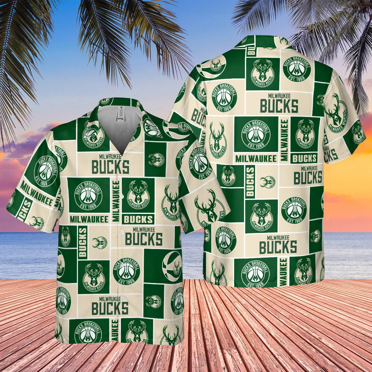 Milwaukee Bucks Logo Block Hawaiian Shirt – TeeAloha