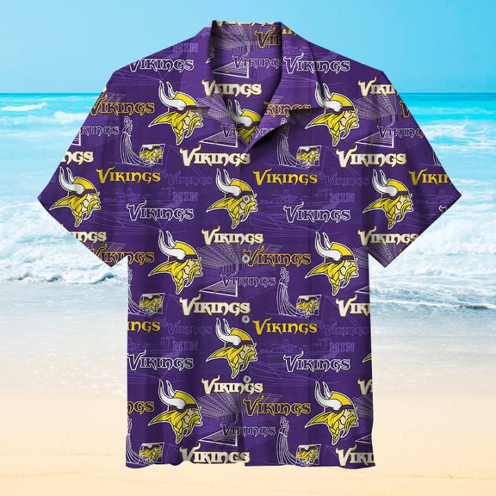 Minnesota Vikings All-Over Logo Hawaiian Shirt – TeeAloha