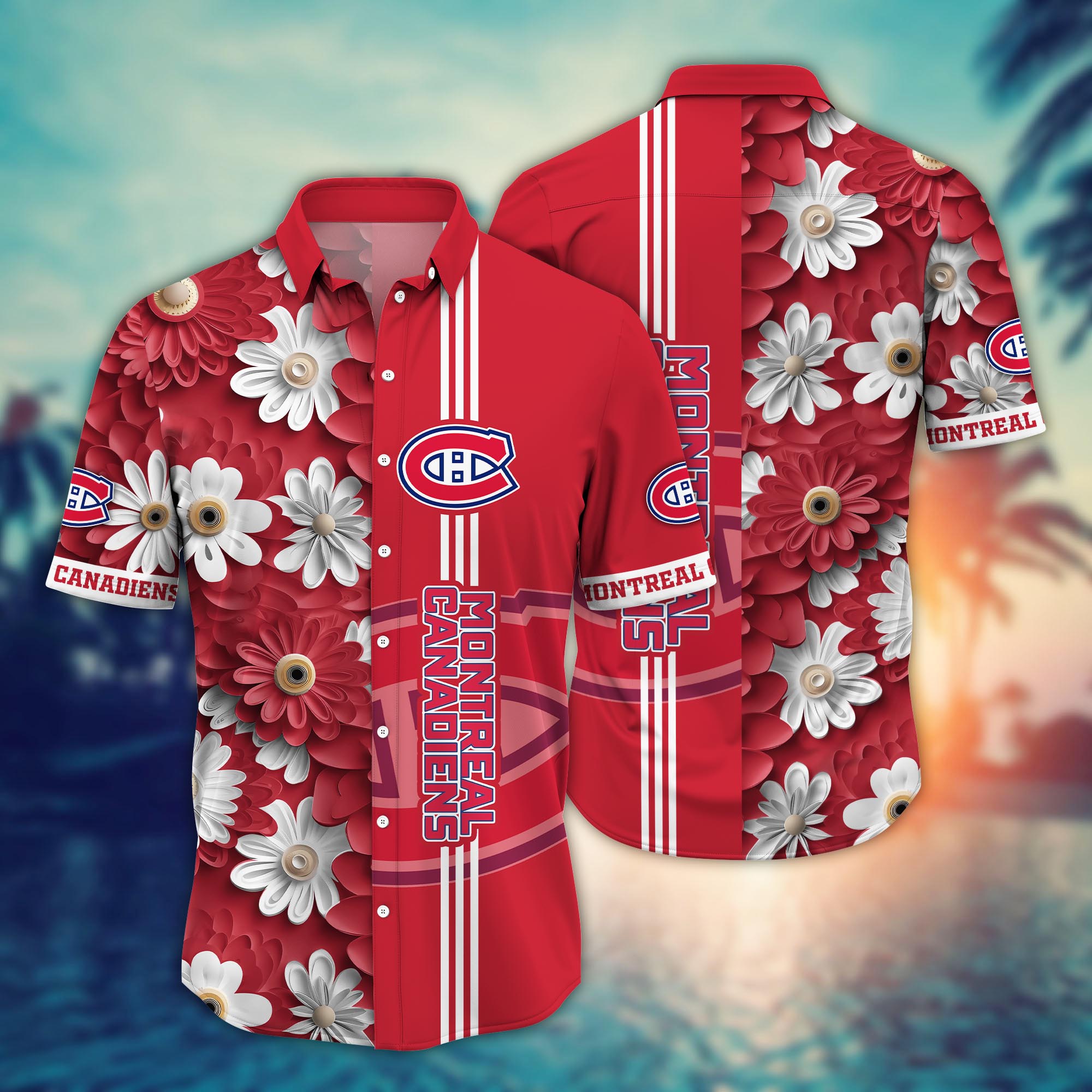 Montreal Canadiens Red Daisy Bloom Hawaiian Shirt – TeeAloha