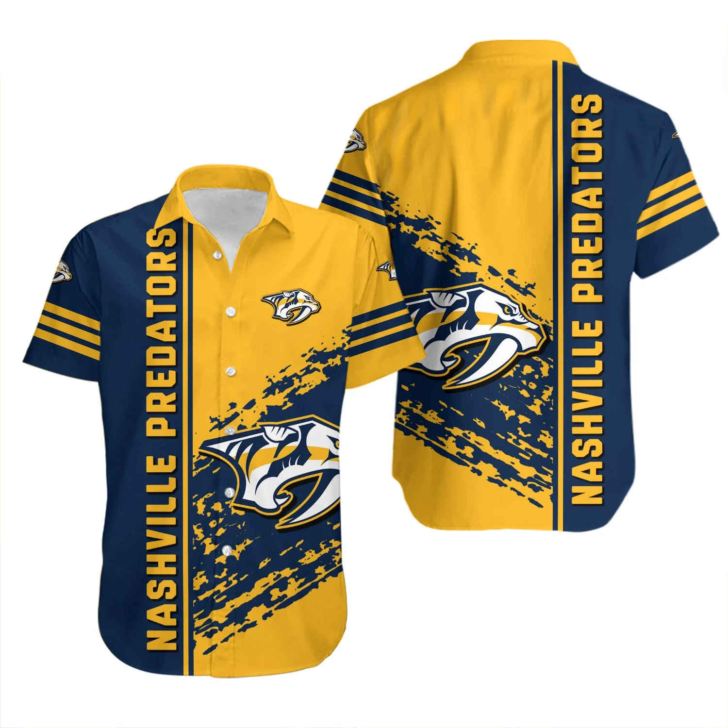Nashville Predators Bold Stripe Hawaiian Shirt – TeeAloha