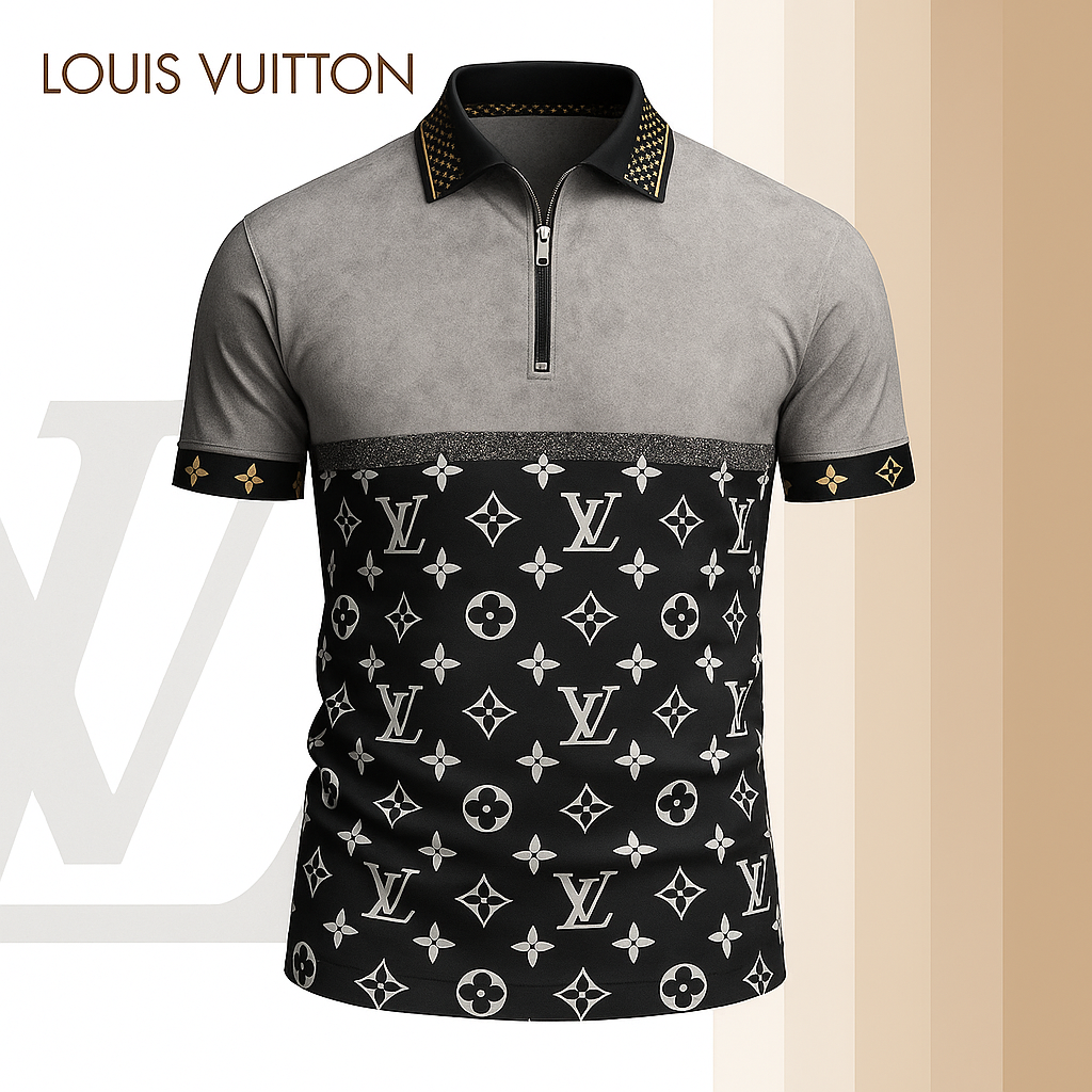 New 2025 Limited Edition High-Quality Printed Zip Polo Shirt for Men-LX-ZPL2025043