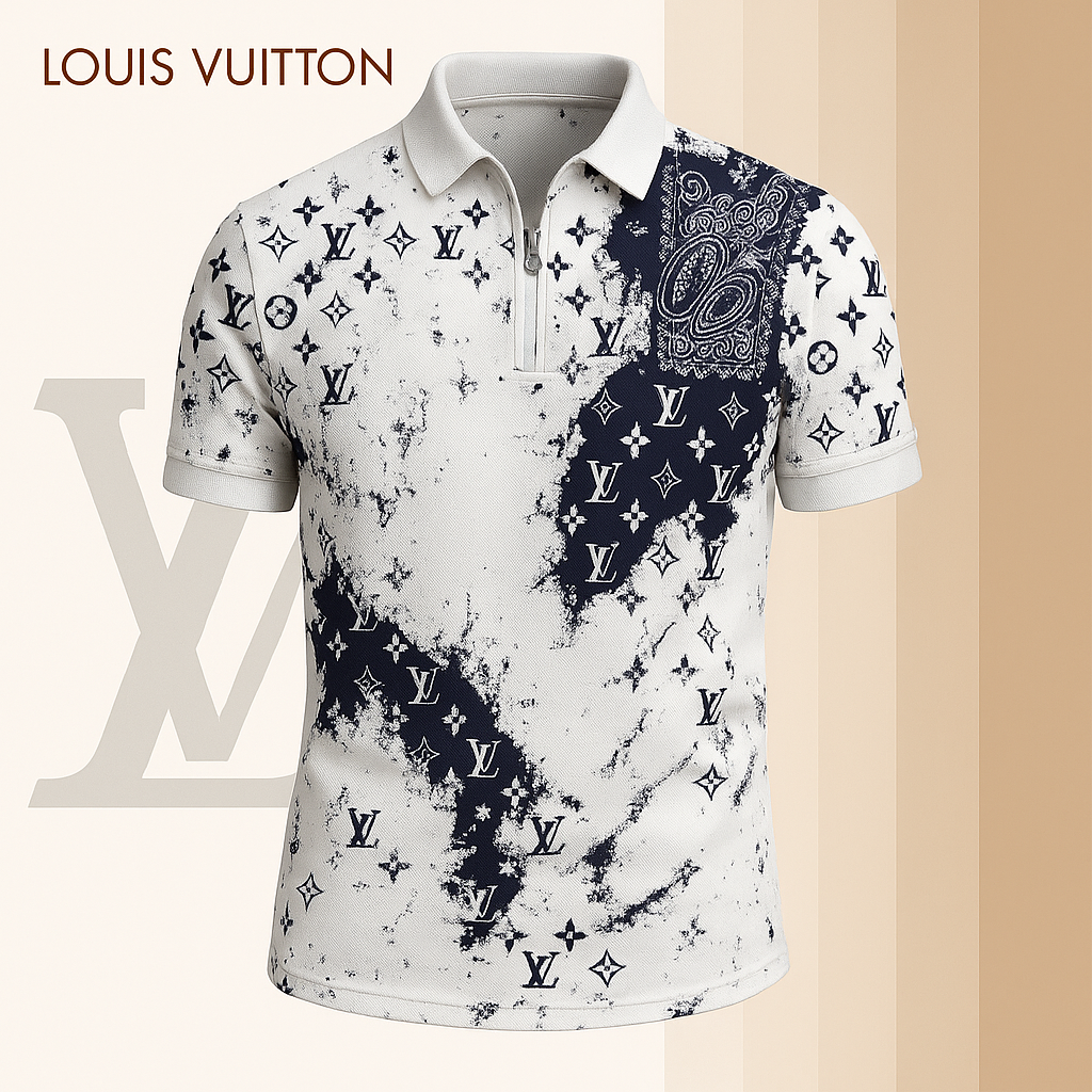 New 2025 Limited Edition High-Quality Printed Zip Polo Shirt for Men-LX-ZPL2025069