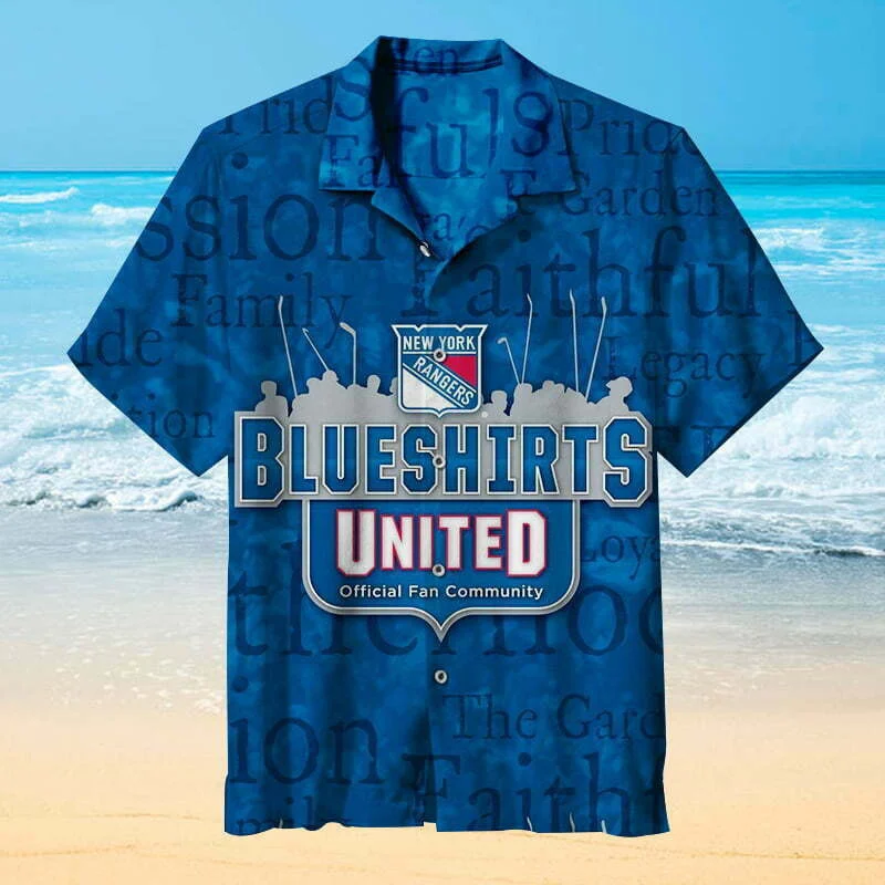 New York Rangers Blue Faith Hawaiian Shirt – TeeAloha