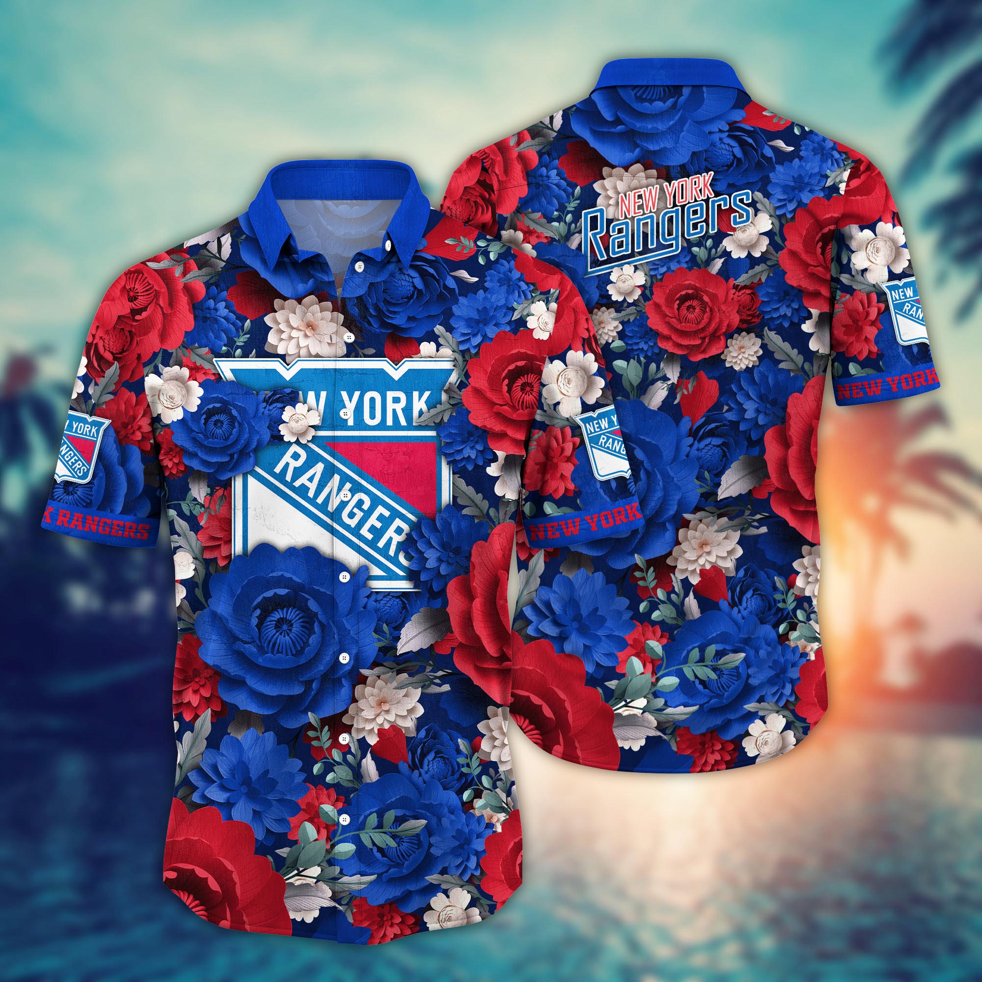 New York Rangers Bold Bloom Hawaiian Shirt – TeeAloha