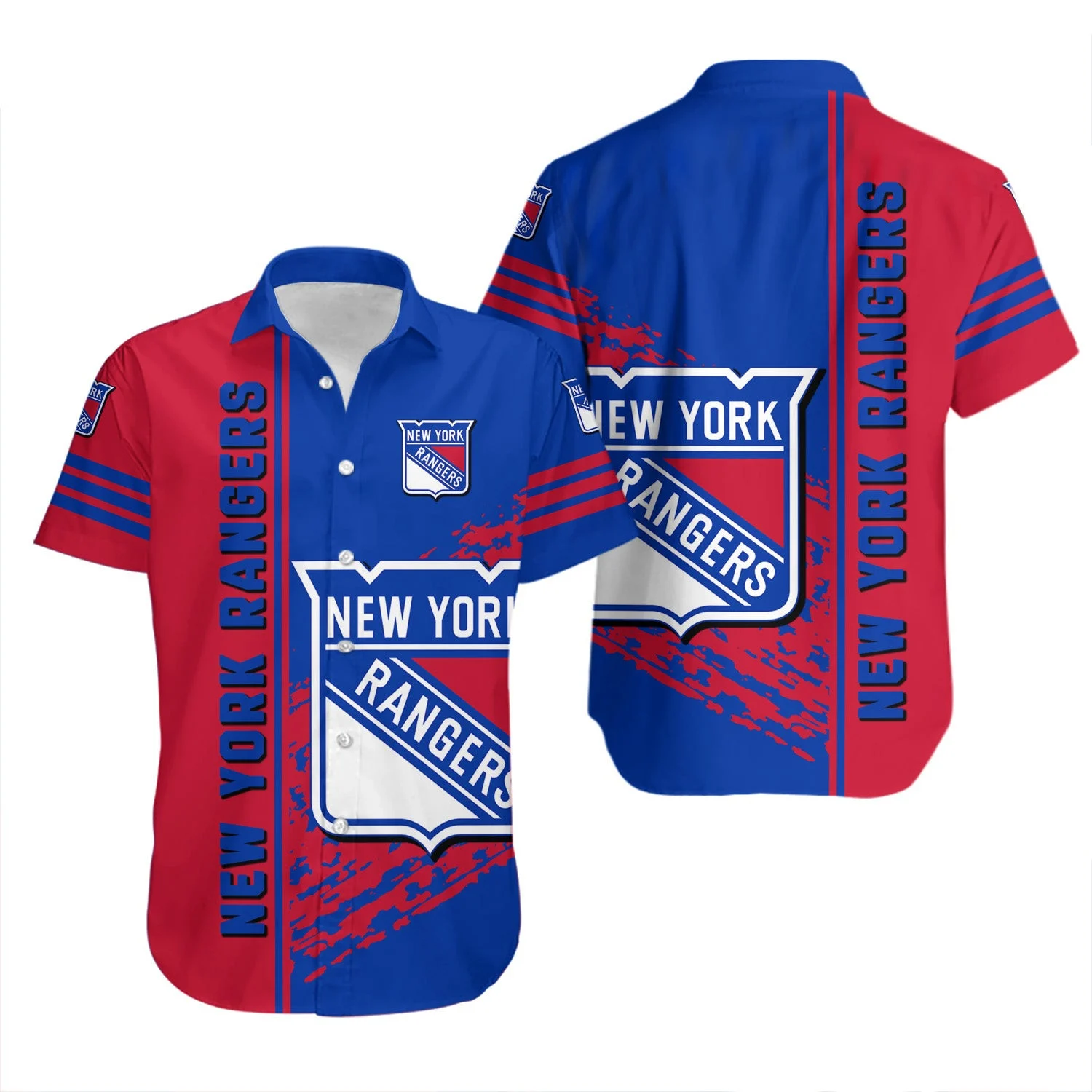 New York Rangers Bold Colorblock Hawaiian Shirt – TeeAloha