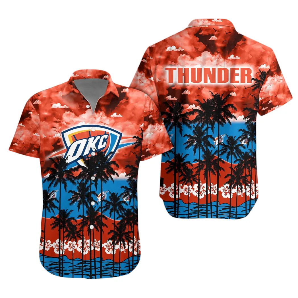 Oklahoma City Thunder Sunset Palms Hawaiian Shirt – TeeAloha