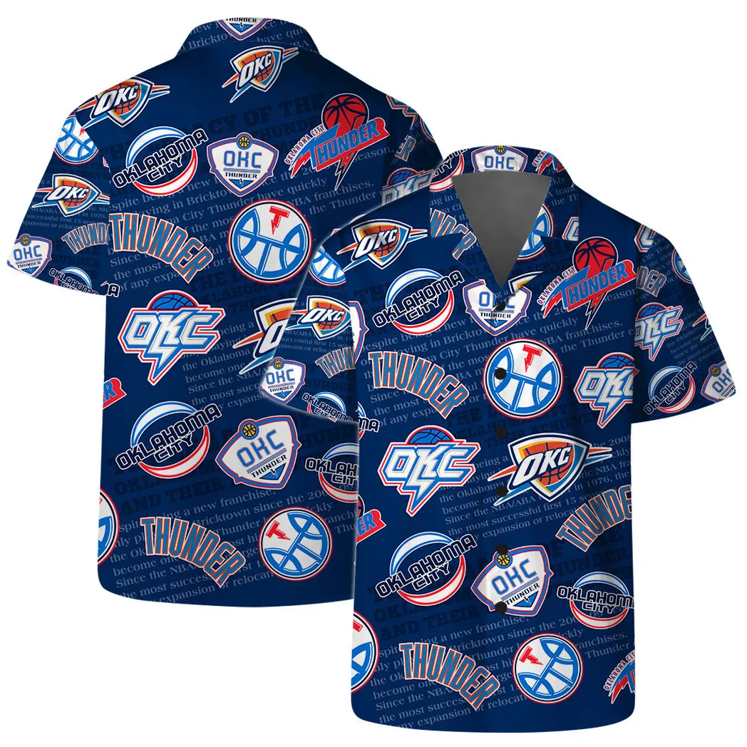 Oklahoma Thunder Logo Mania Hawaiian Shirt – TeeAloha