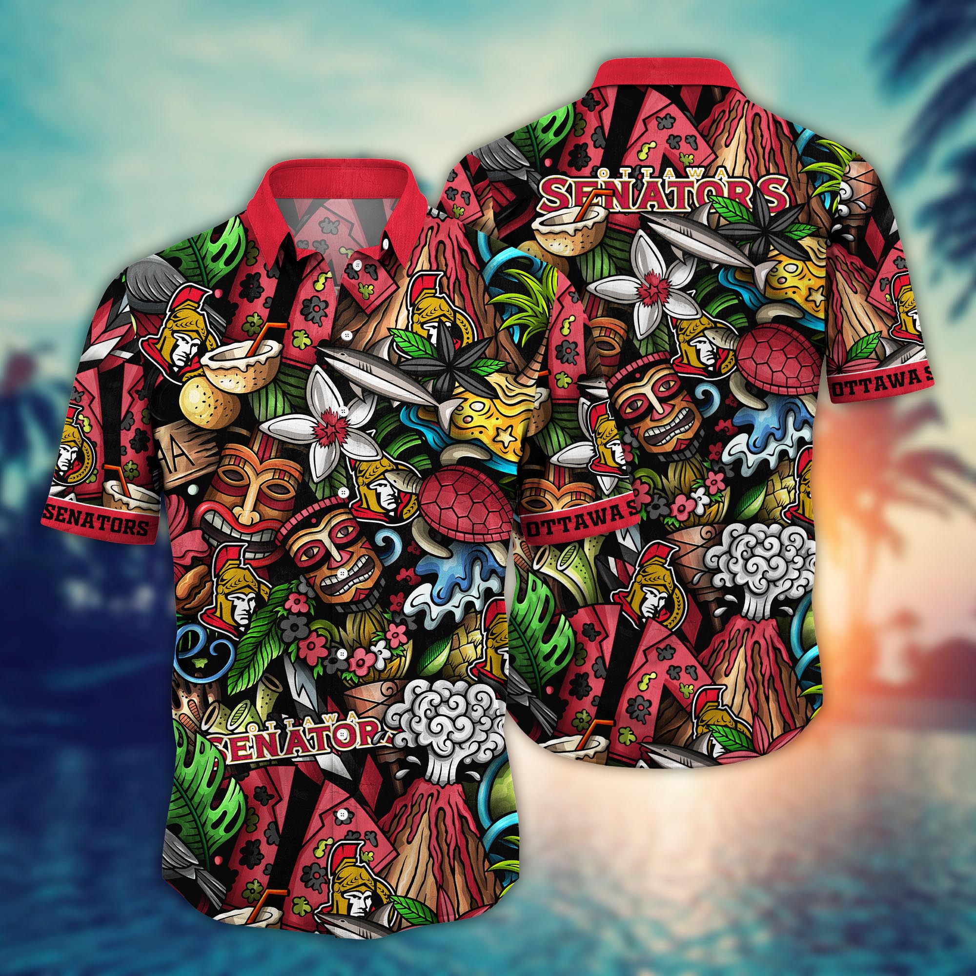 Ottawa Senators Tropical Tiki Hawaiian Shirt – TeeAloha