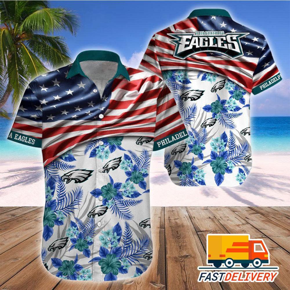 Philadelphia Eagles Stars and Flowers Patriotic Hawaiian Shirt – TeeAloha
