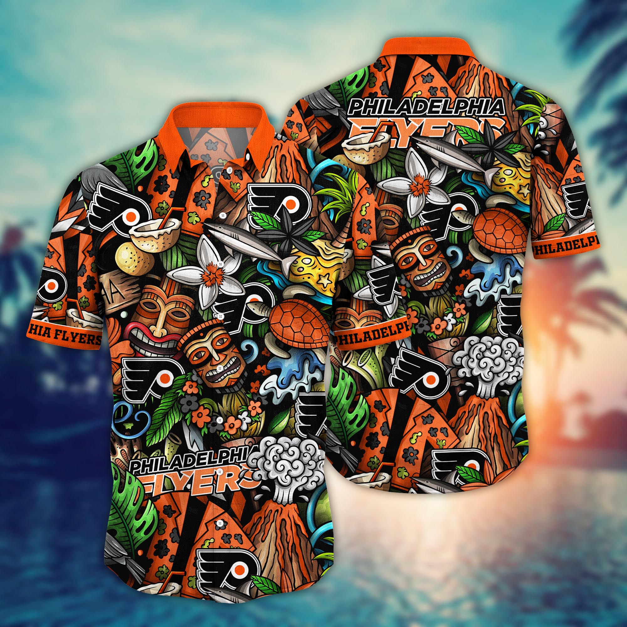 Philadelphia Flyers Tiki Island Hawaiian Shirt – TeeAloha