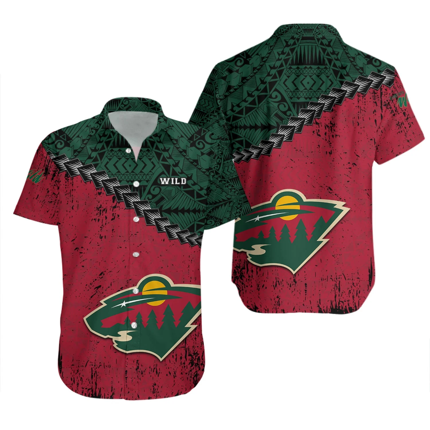 Red Tribal Minnesota Wild Hawaiian Shirt – TeeAloha
