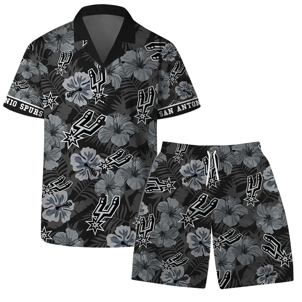 San Antonio Spurs Black Floral Hawaiian Shirt – TeeAloha
