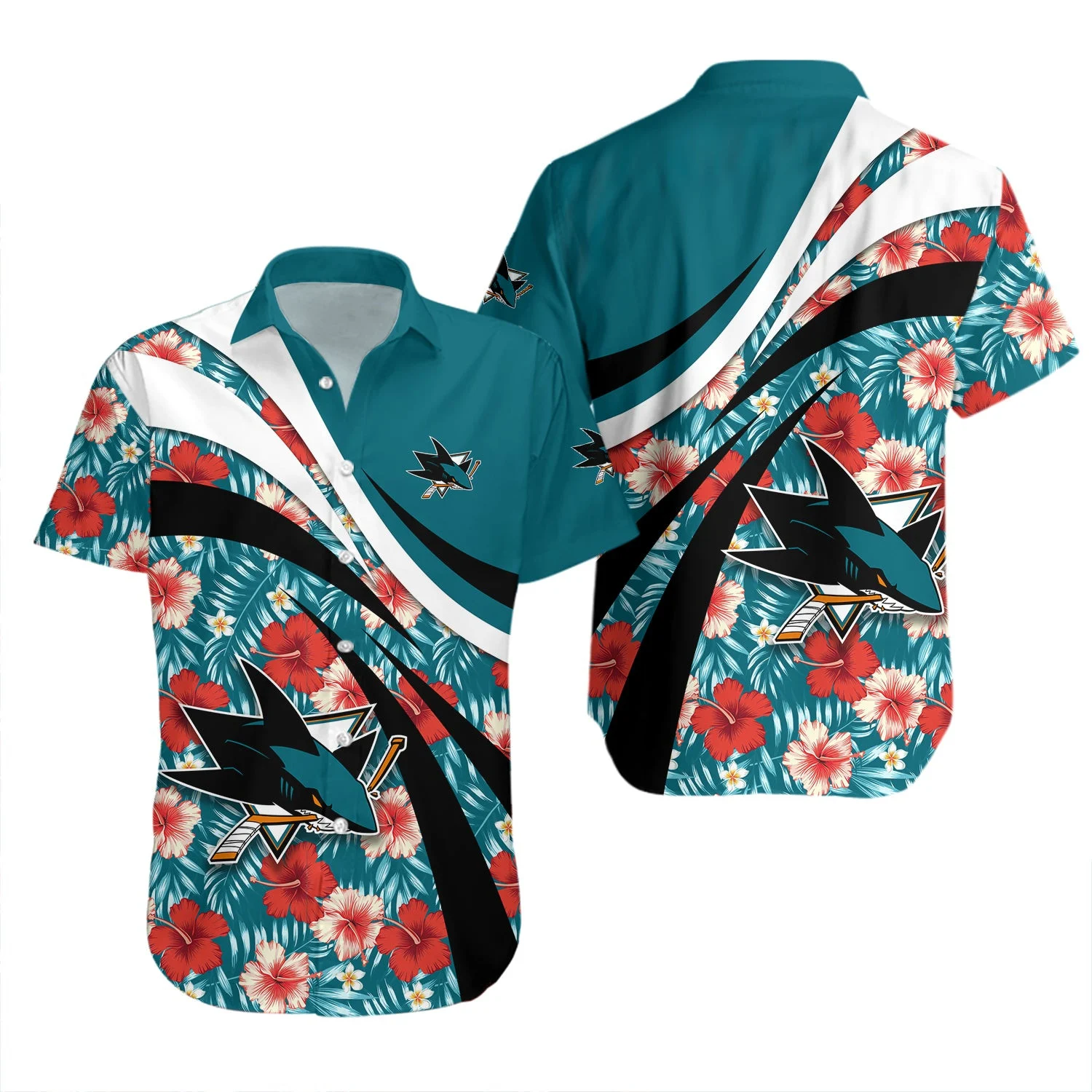 San Jose Sharks Floral Wave Hawaiian Shirt – TeeAloha