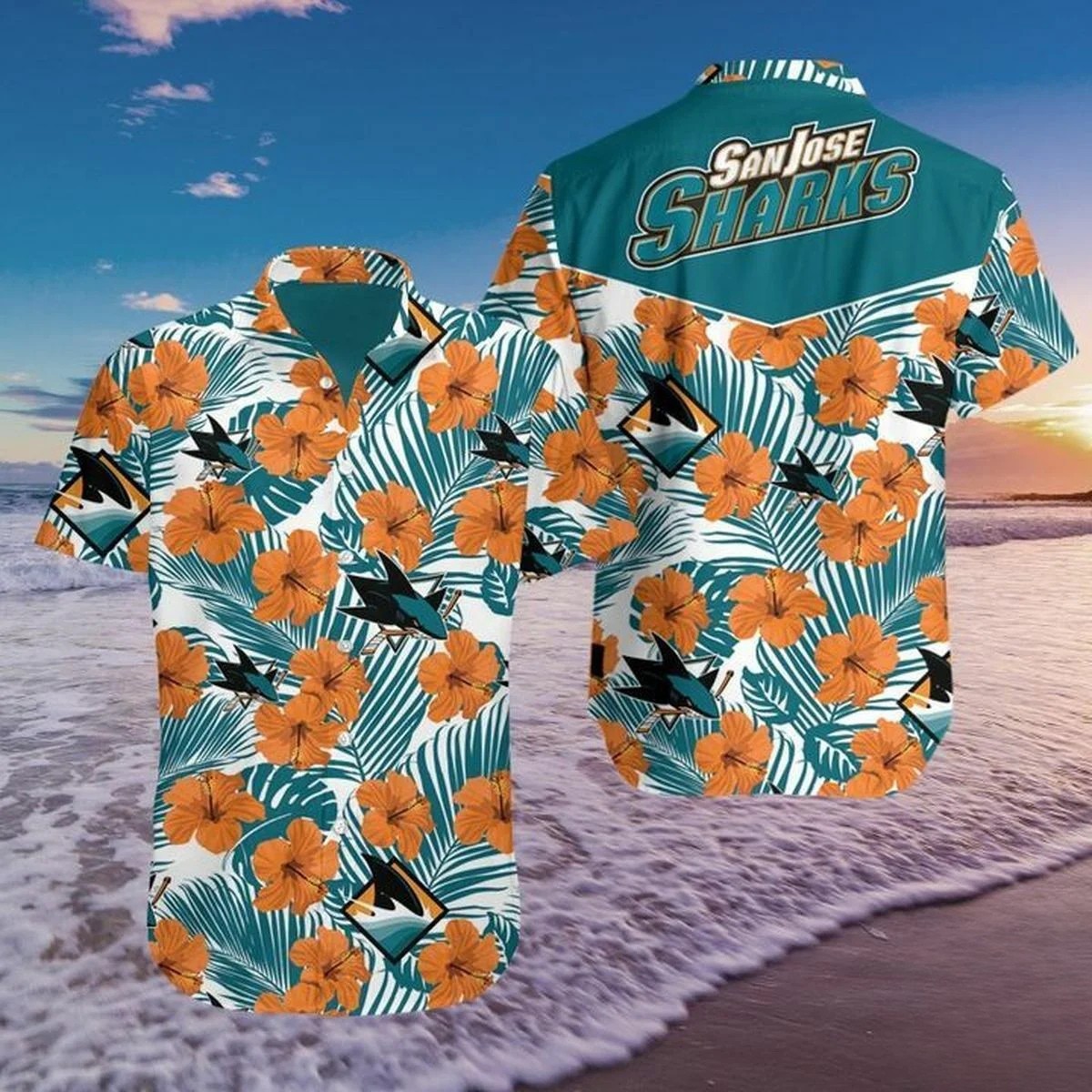 San Jose Sharks Hibiscus Breeze Hawaiian Shirt – TeeAloha