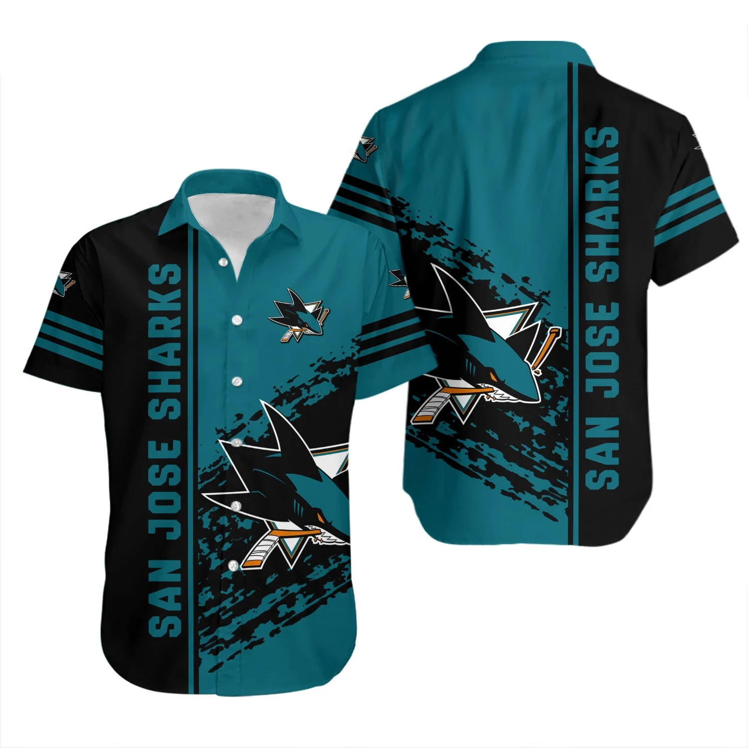 San Jose Sharks Stripes & Splash Hawaiian Shirt – TeeAloha