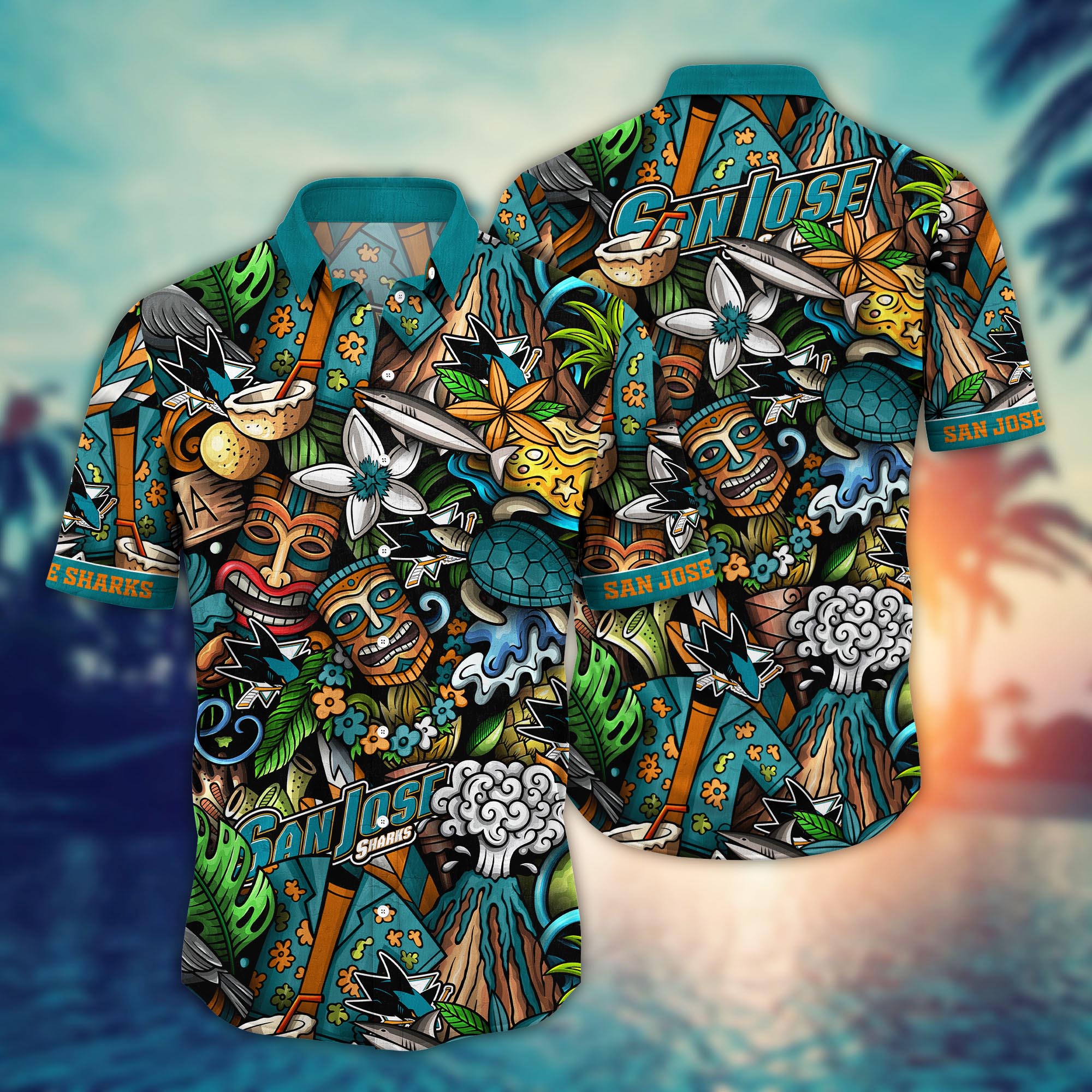 San Jose Sharks Tiki Vibes Hawaiian Shirt – TeeAloha