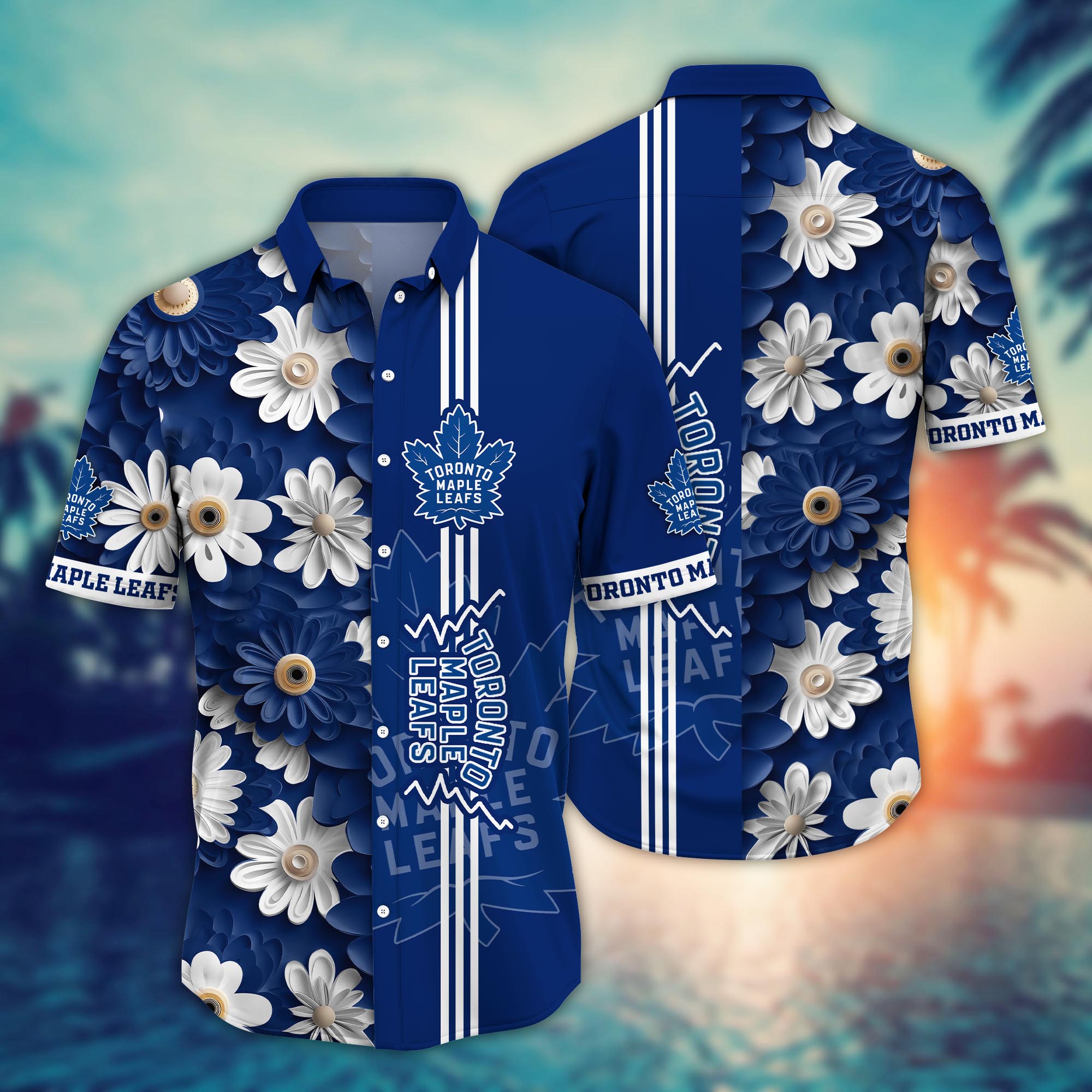 Toronto Maple Leafs Floral Stripes Hawaiian Shirt – TeeAloha