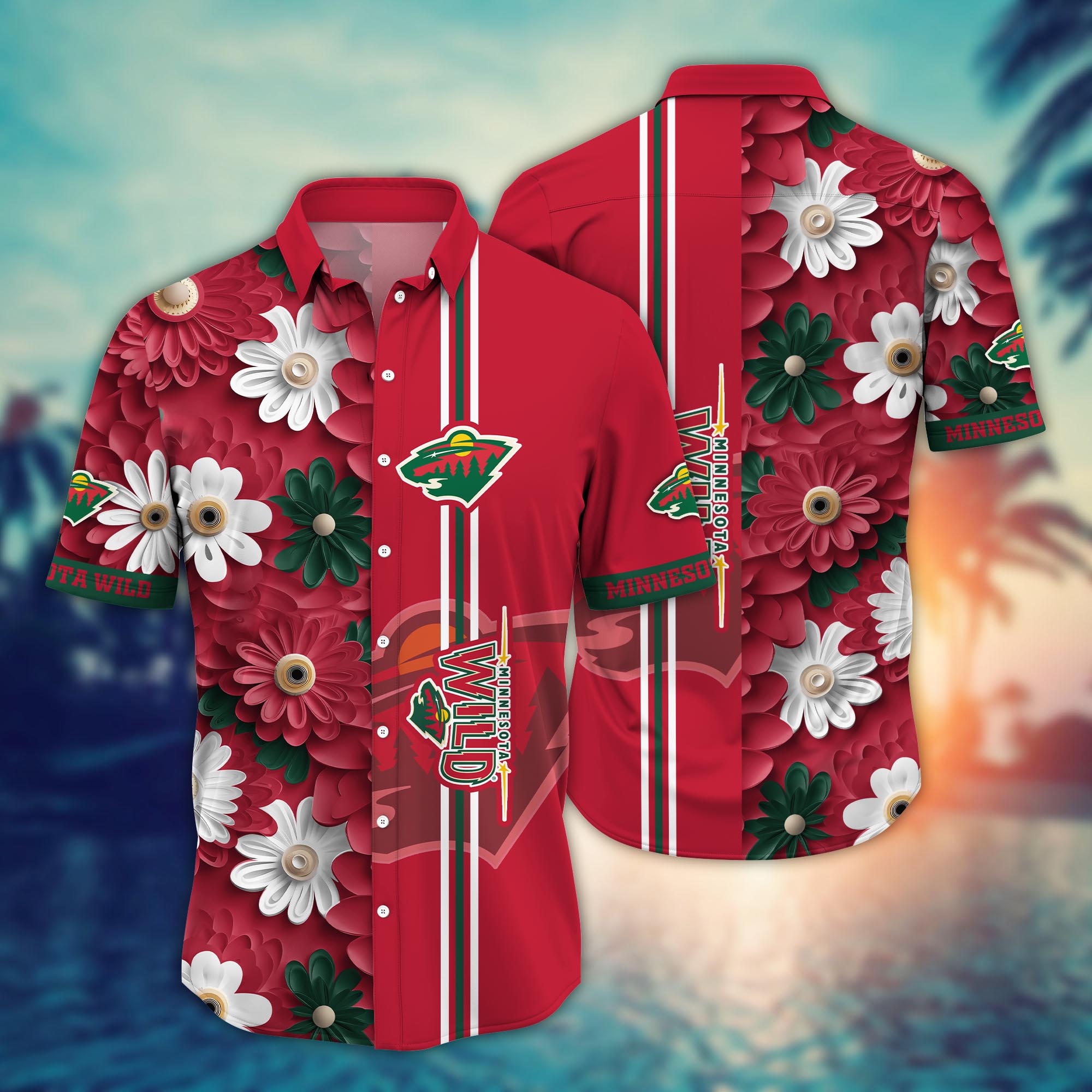 Wild Blossom Red Minnesota Hawaiian Shirt – TeeAloha