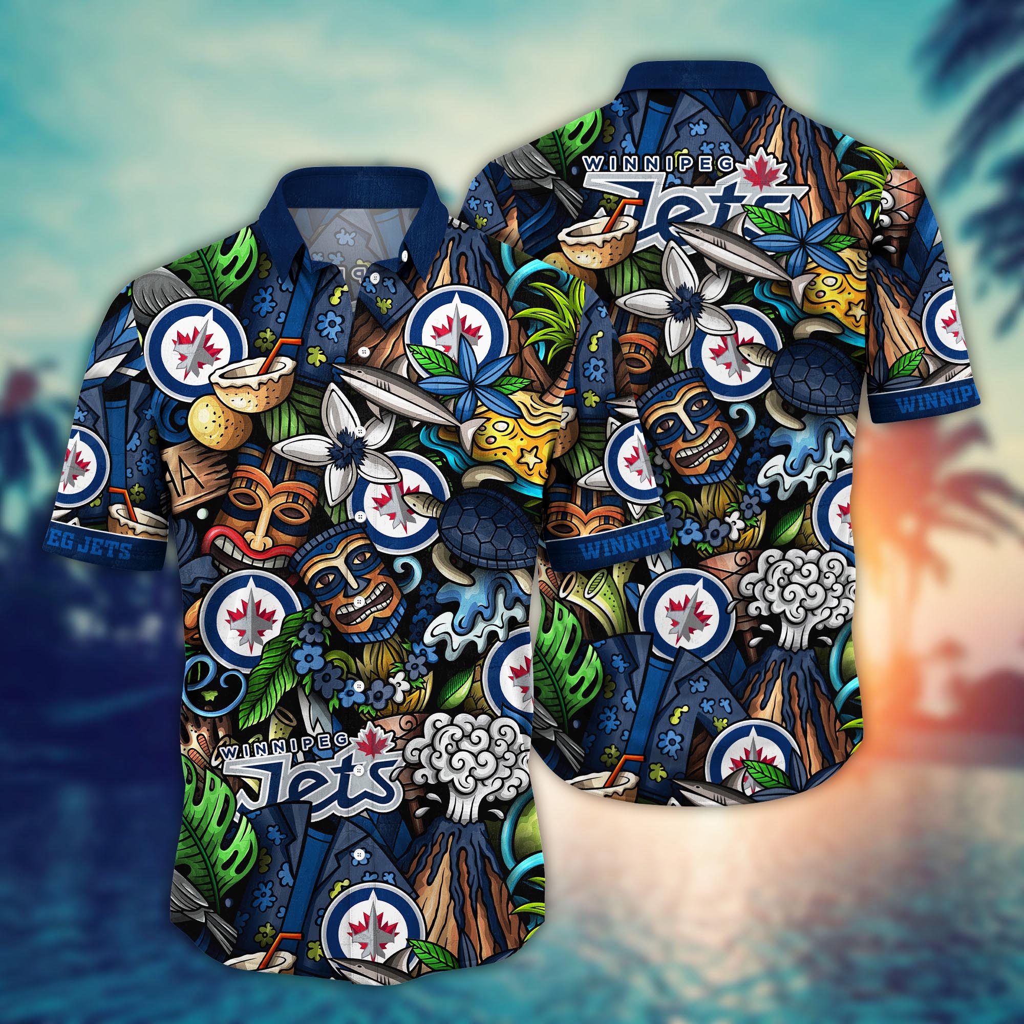 Winnipeg Jets Tropical Tiki Hawaiian Shirt – TeeAloha