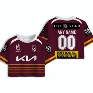 Brisbane Broncos NRL AOP Mesh Football Crop Top 2026 Jersey  Personalized name and number