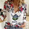 Canberra Raiders Women’s Long Sleeve Shirt Slub Linen Personalized Gift For Footy fans