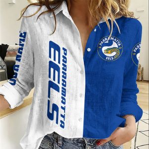NRL Women Long Sleeve Shirt Slub Linen Gifts For Footy fans