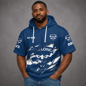 Geelong Cats AFL Custom name Short Sleeves Hoodie v1