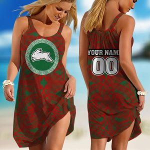 Personalized  South Sydney Rabbitohs NRL Polynesian Sleeveless Summer Beach Sundress for Women