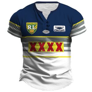 North Queensland Cowboys 1995 ARL/NRL Vintage Retro Heritage Jersey Henley Shirt