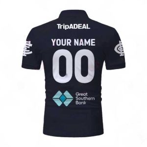 AFL Carlton Blues Custom Name Number 2023 Home Guernsey Polo Shirt Back 1