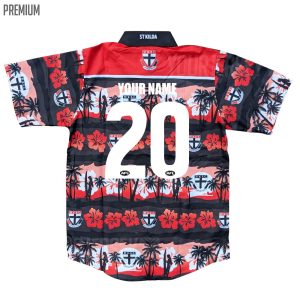 AFL St Kilda Saints Custom Name Number Black Hawaiian Shirt back