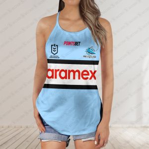 Cronulla-Sutherland Sharks jersey Women’s Criss Cross Tanktop ? Bold & Sporty
