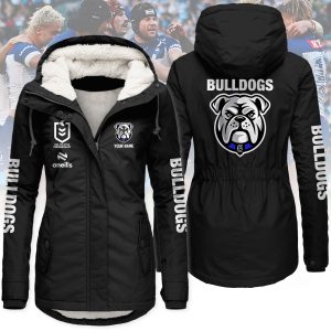 Canterbury-Bankstown Bulldogs Women’s Hooded Lined Thick Trench Coat – Warm Winter Jacket