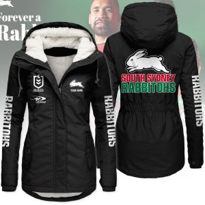 South Sydney Rabbitohs Women’s Hooded Lined Thick Trench Coat – Warm Winter Jacket