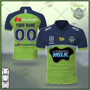 NRL Canberra Raiders Custom Name Number 2021 Home Jersey Polo Shirt