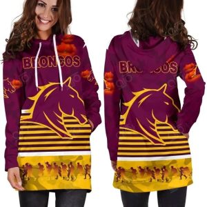 NRL Brisbane Broncos ANZAC Day Simple Style Women Hoodie Dress