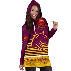 NRL Brisbane Broncos Anzac Day Simple Style Women Hoodie Dress 3
