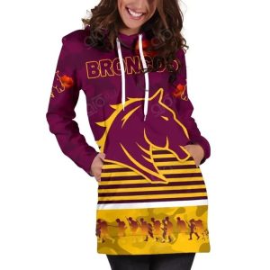 NRL Brisbane Broncos Anzac Day Simple Style Women Hoodie Dress 4