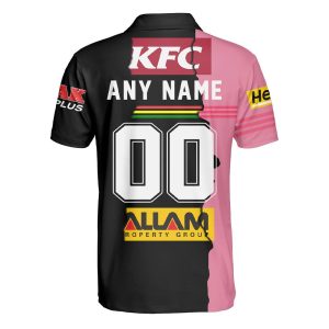 NRL Penrith Panthers Custom Name Number 2023 Mix Jersey Polo Shirt Back