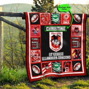 NRL St. George Illawarra Dragons Custom Name Quilt Blanket V1 5536