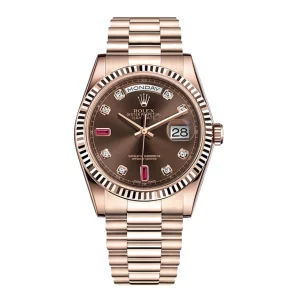 Rolex Day Date 128235 AR Rose Gold Wrapped Chocolate Dial Replica