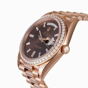 Rolex Day Date 228345RBR Chocolate Dial Diamond Bezel Replica